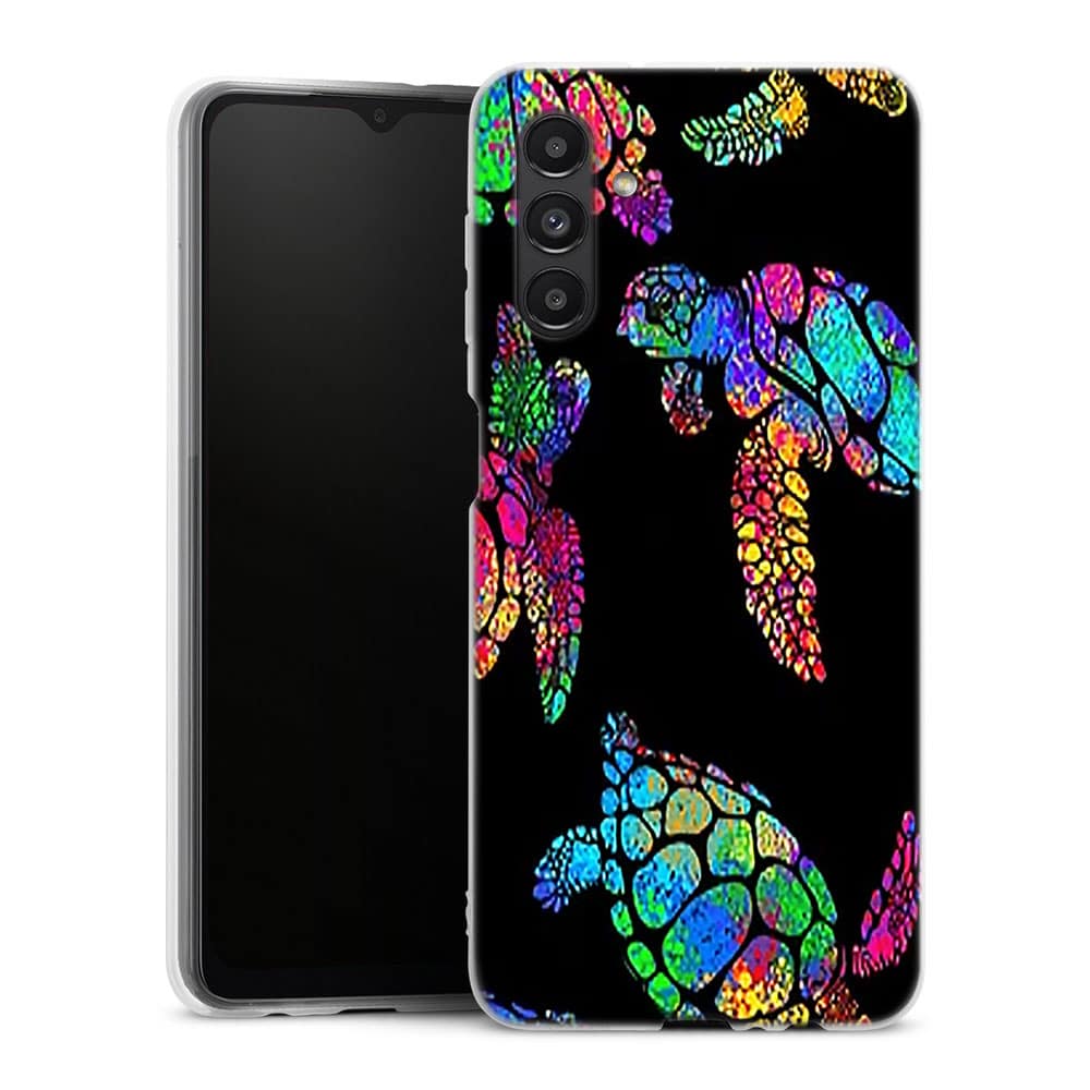 Coque Samsung Galaxy A04S Tortue De Mer Avec Des Fleurs Silicone