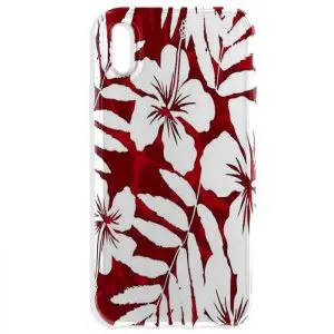 Coque iPhone XR Fleurs Tropicales Rouges / Gel Tpu Silicone