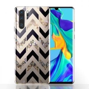Coque Silicone Huawei P30 Chevrons Gold Strass - Zig Zag -