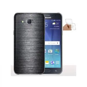Coque Samsung J5 2016 Métal Brossé gris / Housse Silicone