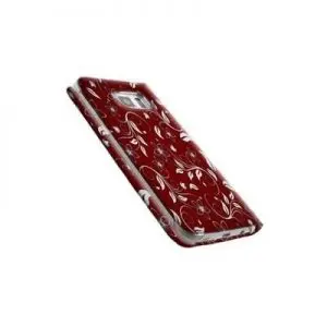 Pochette Cuir Samsung S8 Floral Rouge / Housse avec Flip