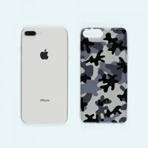 Camouflage Gris - Coque de Silicone iPhone 7 Plus, 8 Plus