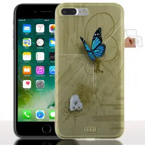 Papillon Bleu - Coque iPhone 7 Plus en Silicone