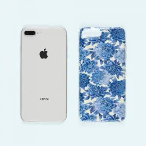 Pivoines Bleues - Coque iPhone 8 Plus, iPhone 7 Plus - Silicone - Nature