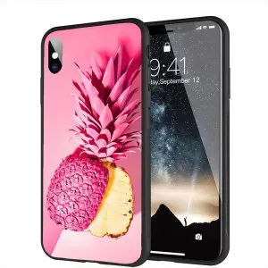 Pink Ananas - Coque plexiglass antichocs pour iPhone X, Xs, Xr, iPhone 11