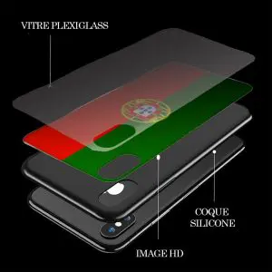 Coque iPhone XR Verre Trempé de protection drapeau Portugal