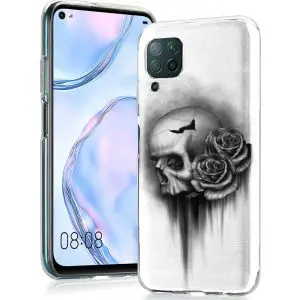 Skull and Roses, Coque Huawei P40 Lite, en Silicone