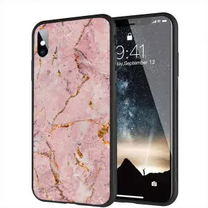 Marbre Rose - iPhone 11, iPhone X, iPhone XR, iPhone XS, SE 2020 - Coque Bumper Plexiglass personnalisée