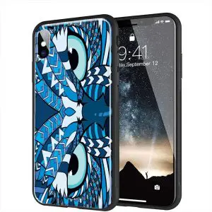 Hibou Bleu Aztèque - Coque Animaux iPhone X, XR, XS, iPhone 11, iPhone SE 2020 - Vitre Plexiglass