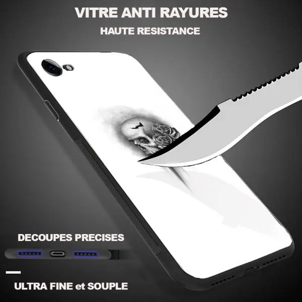 Bumper Pare-Chocs iPhone Skull And Roses pour iPhone X, XR, XS, iPhone 11, iPhone 8 plus, iPhone 8