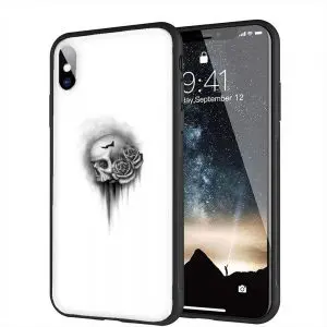 Coque Bumper iPhone Skull And Roses, Disponible pour iPhone X, XR, XS, iPhone 11, iPhone 8 Plus, iPhone 8