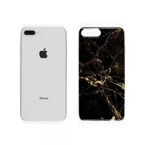 Marbre Noir et Or, Protection iPhone SE 2020, Coque Silicone