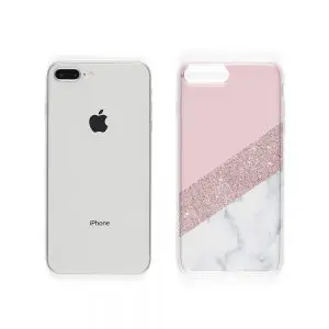 Marbre Pailletté Rose, Coque iPhone SE 2020 pas cher