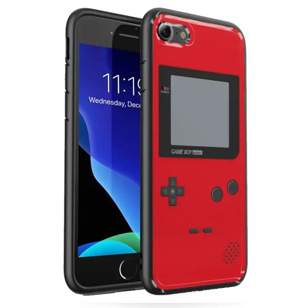 coque remplacement game boy rouge pour iPhone SE 2020 en verre trempé