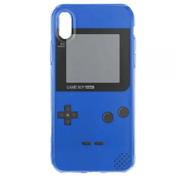 Coque Nintendo Game Boy Bleu pour iPhone X en Silicone