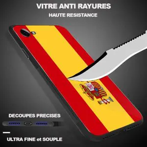 Verre Trempé iPhone X, Coque drapeau Espagne