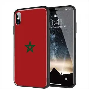Drapeau Maroc, Coque iPhone X Souple et Verre Trempé