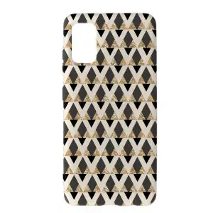 Coque glitter triangles in gold black and nude pour Samsung A41