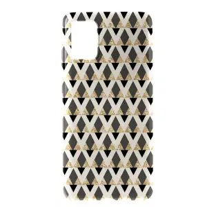 Coque glitter triangles in gold black and nude pour Samsung A71