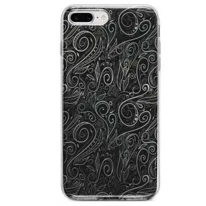 Coque Black Silver Damasks iPhone SE 2020 en silicone