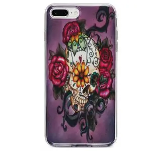 Coque Skull Flowers Violet iPhone SE 2020