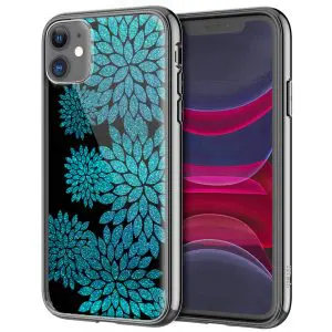 Coque Aqua Glitter Floral pour smartphones Apple iPhone, Samsung, Huawei, Xperia