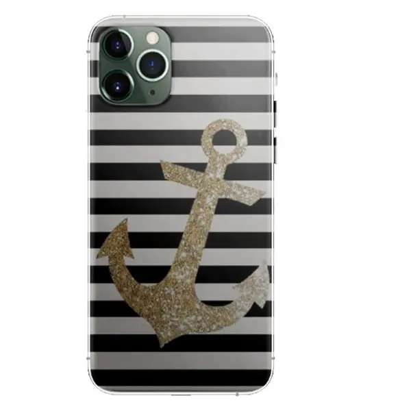 Housse Gold Glitter Anchor in Black pour smartphones Apple iPhone, Samsung Galaxy, Huawei