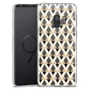 Coque Silicone anti chocs Glitter Triangles in gold Back And Nude pour Samsung S9