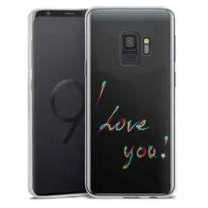 Coque pour Samsung S9 I Love You Arc en Ciel en Silicone