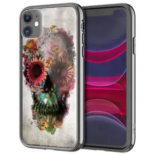 Skull Flowers Gardening Coque iPhone, Samsung, Huawei en Verre