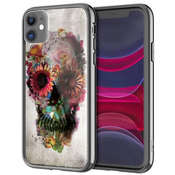 Skull Flowers Gardening Coque iPhone, Samsung, Huawei en Verre