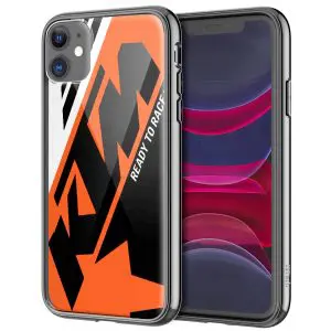 Coque pour iPHone 11 en verre Trempé motif Ktm Racing Orange and Black