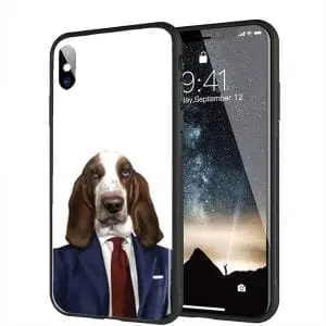 Coque iphone xr original verre trempé chien humain