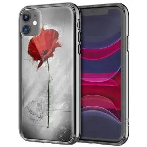 Red And Black Field, Coque iPhone en Verre Trempé, collection nature Floral Coclicot