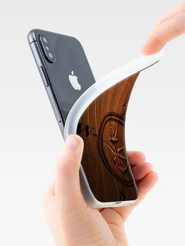 Coque de téléphone anti chocs en silicone pour iPhone XR motif Ancre de Bateau et Compas