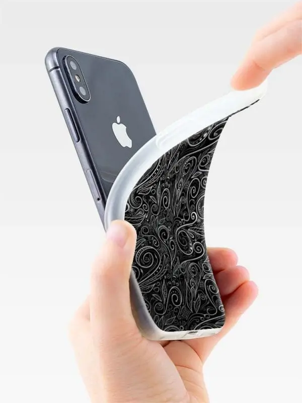 Bumper anti chocs Black Silver Damask pour iPhone XR