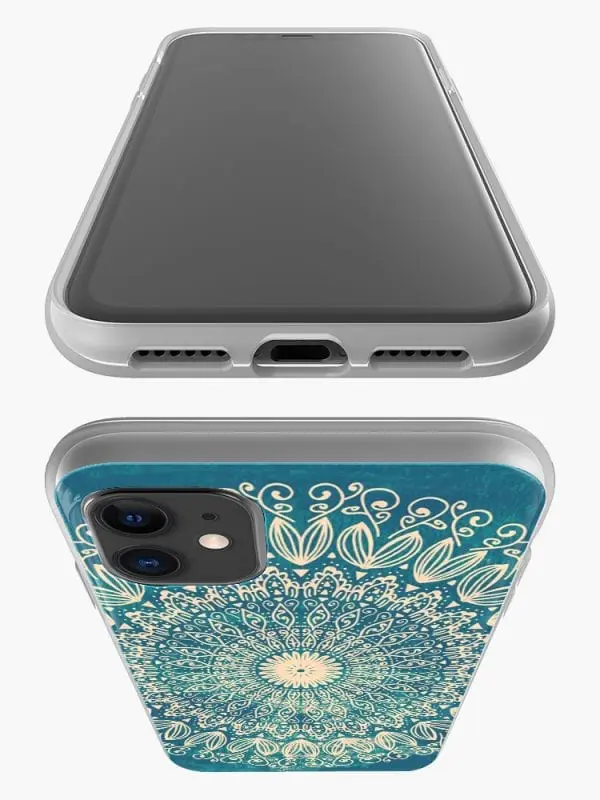 Housse en Silicone personnalisée pour iPhone 12, iPhone 12 Mini, iPhone 12 Pro, iPhone 12 PRO MAX motif blue organic mandala