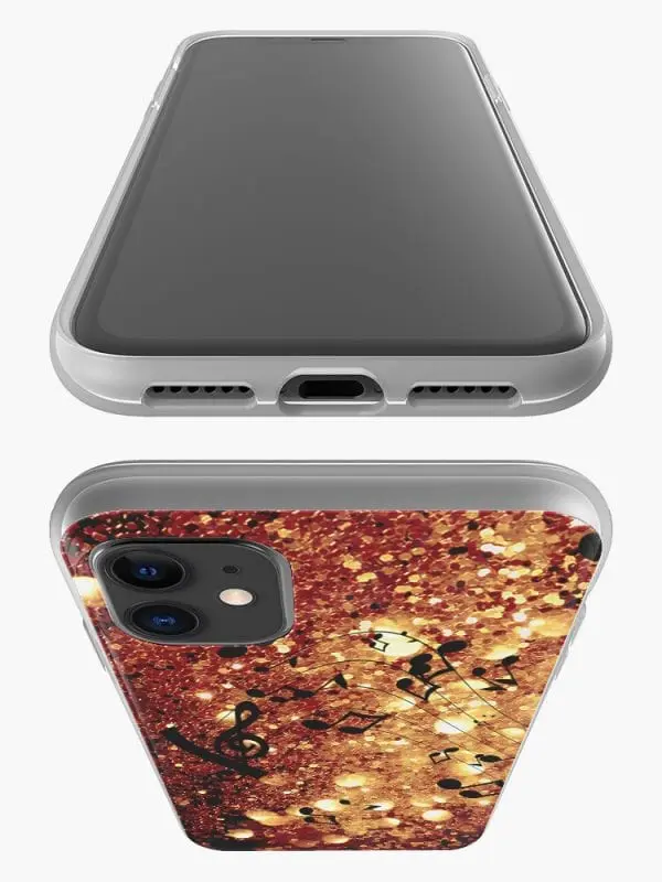 Housse en Silicone personnalisée pour iPhone 12, iPhone 12 Mini, iPhone 12 Pro, iPhone 12 PRO MAX motif Gamme de Musique dorée