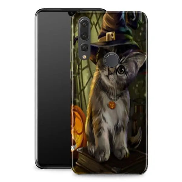 Coque en Silicone Huawei P30, P30 Lite, P30 PRO Halloween Cat