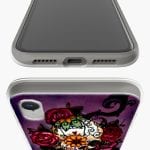 Housse en Silicone pour iPhone XR personnalisée avec un motif crâne et fleurs violet