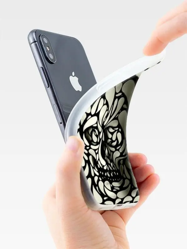 Housse gel Silicone de téléphone portable Apple iPhone XR motif Tete de Mort en Noir et Blanc