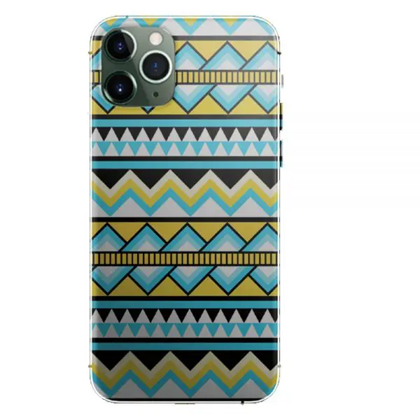 Coque Personnalisée pour iPhone 12 design Aztec Bleu Jaune