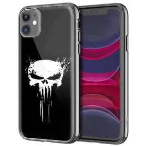 Skull Black and White, Coque pour iPhone 12 en Verre Trempé