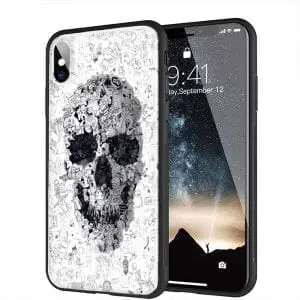 Coque Doodle Skull pour iPhone XR en Verre Trempé