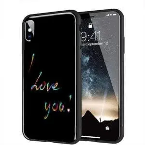 Coque I Love You Neon pour iPhone XR en Verre Trempé