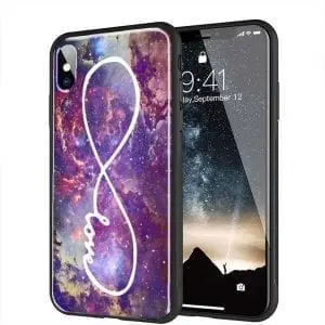 Infinity Love Galaxy, Coque iPhone XR en Verre Trempé