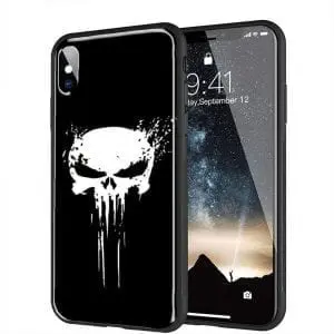 Coque Skull Punisher pour iPhone XR en Verre Trempé