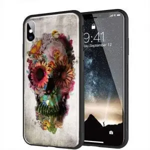 Coque Skull Flowers Gardening pour iPhone XR en verre Trempé