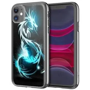 Dragon Bleu Electric, Coque pour iPhone 12 en Verre Trempé