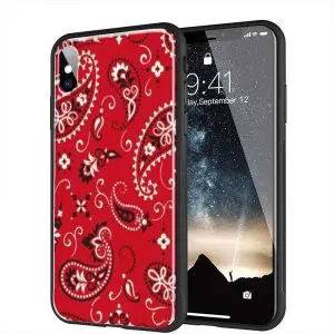 Coque Bandana Paisley Rouge pour iPhone, Samsung, Huawei en Verre Renforcé